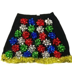 Planet Heart Christmas Black mini skirt with garland and bows